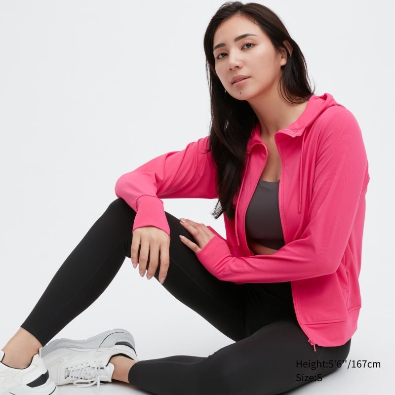 Pink Women Uniqlo Airism Mesh Uv Protection Full-zip Hoodie | USA HQWMA-6470