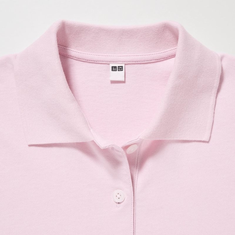 Pink Women Uniqlo Cropped Relaxed Short-sleeve Polo Shirts | USA XUWPG-3740