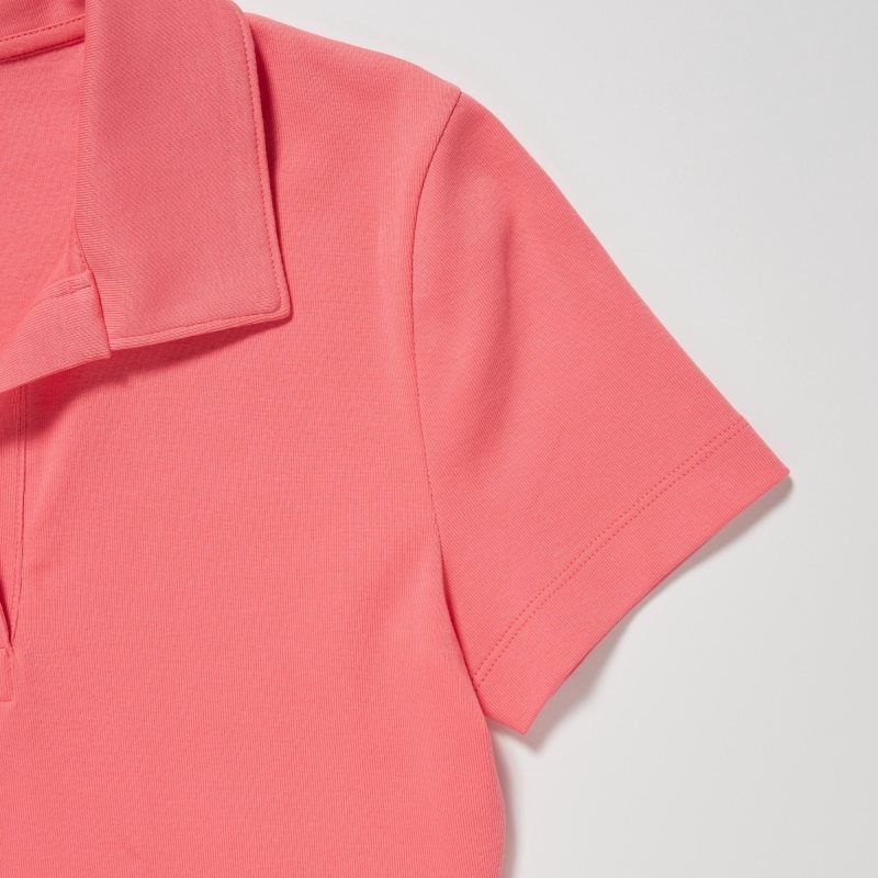 Pink Women Uniqlo Cropped Skipper Short-sleeve Polo Shirts | USA YDIFS-9104