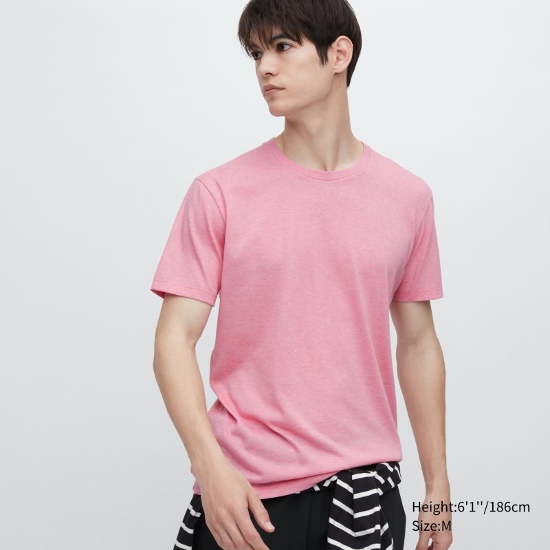 Pink Women Uniqlo Dry Crew Neck Short-sleeve Color T Shirts | USA WULCR-6257