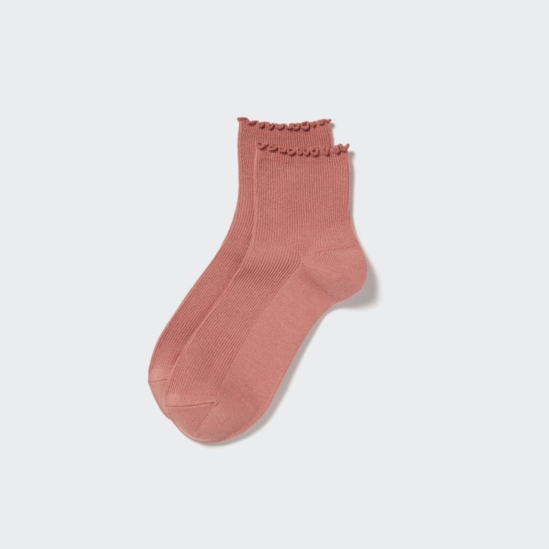 Pink Women Uniqlo Heattech Crew Mellow Socks | USA TUSOB-4097