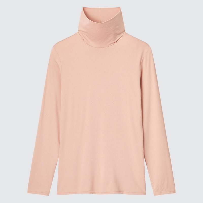 Pink Women Uniqlo Heattech Turtleneck Long-sleeve T Shirts | USA FLTSB-6723