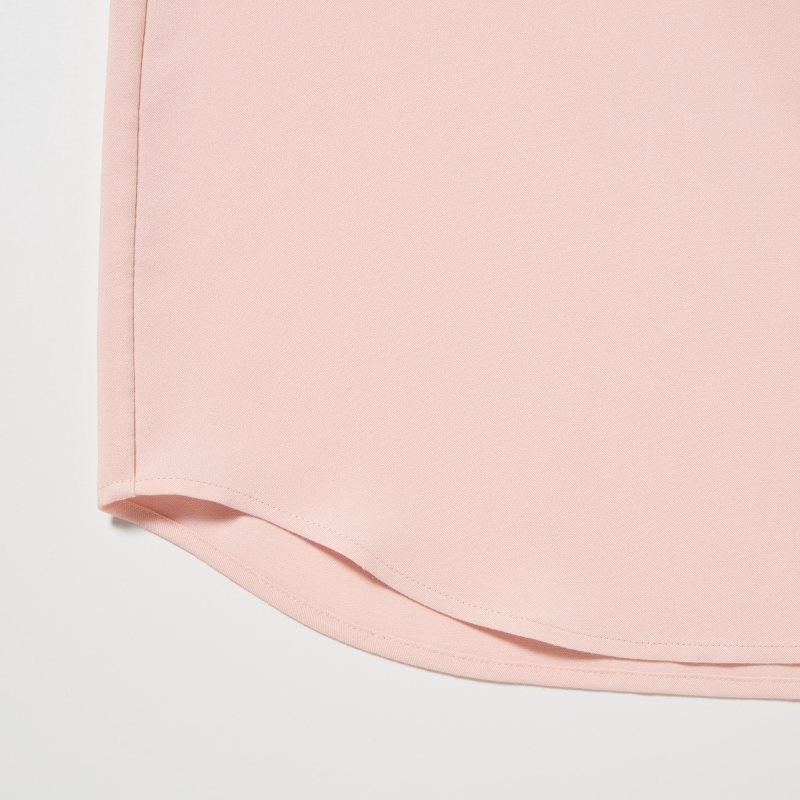 Pink Women Uniqlo Rayon Long-sleeve Blouse | USA EZGIR-6714