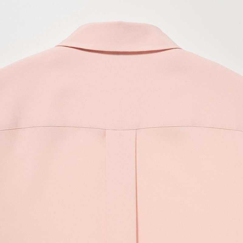 Pink Women Uniqlo Rayon Long-sleeve Blouse | USA EZGIR-6714