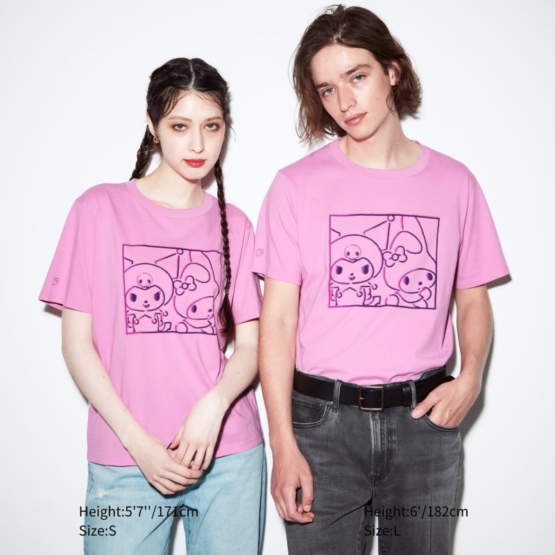 Pink Women Uniqlo Sanrio Characters: Kuromi & My Melody Ut (Short-sleeve Graphic) T Shirts | USA QNAZK-5197