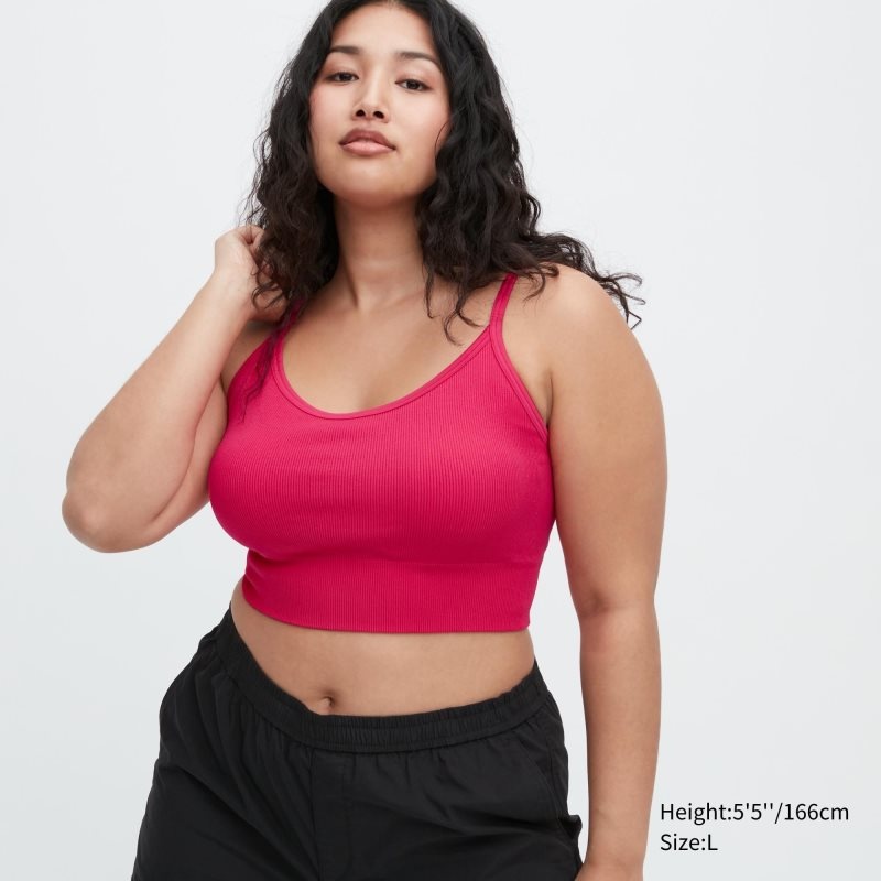 Pink Women Uniqlo Seamless Half Camisole Bras | USA DLWGI-6145