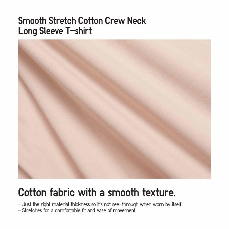 Pink Women Uniqlo Smooth Stretch Cotton Crew Neck Long-sleeve T Shirts | USA USJOH-5826