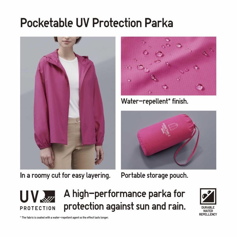 Pink Women Uniqlo Uv Protection Pocketable Parka | USA SVQHT-3794