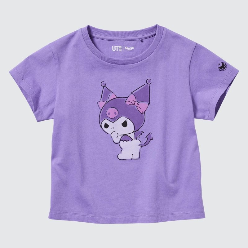 Purple Kids Uniqlo Sanrio Characters: Kuromi & My Melody Cropped Ut (Short-sleeve Graphic) T Shirts | USA CKLMI-4260