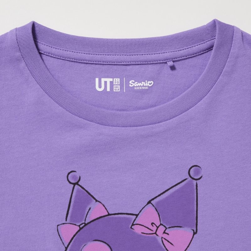 Purple Kids Uniqlo Sanrio Characters: Kuromi & My Melody Cropped Ut (Short-sleeve Graphic) T Shirts | USA CKLMI-4260