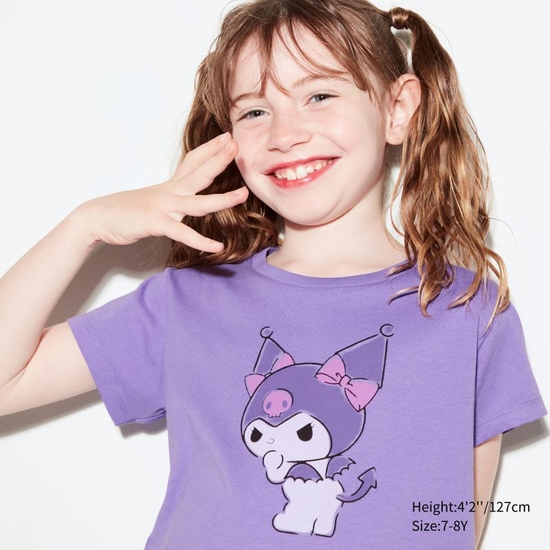 Purple Kids Uniqlo Sanrio Characters: Kuromi & My Melody Cropped Ut (Short-sleeve Graphic) T Shirts | USA CKLMI-4260