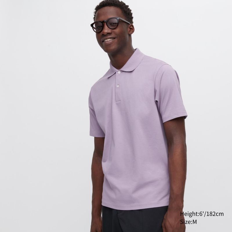 Purple Men Uniqlo Airism Regular Collar Polo Shirts | USA BCUQJ-2985