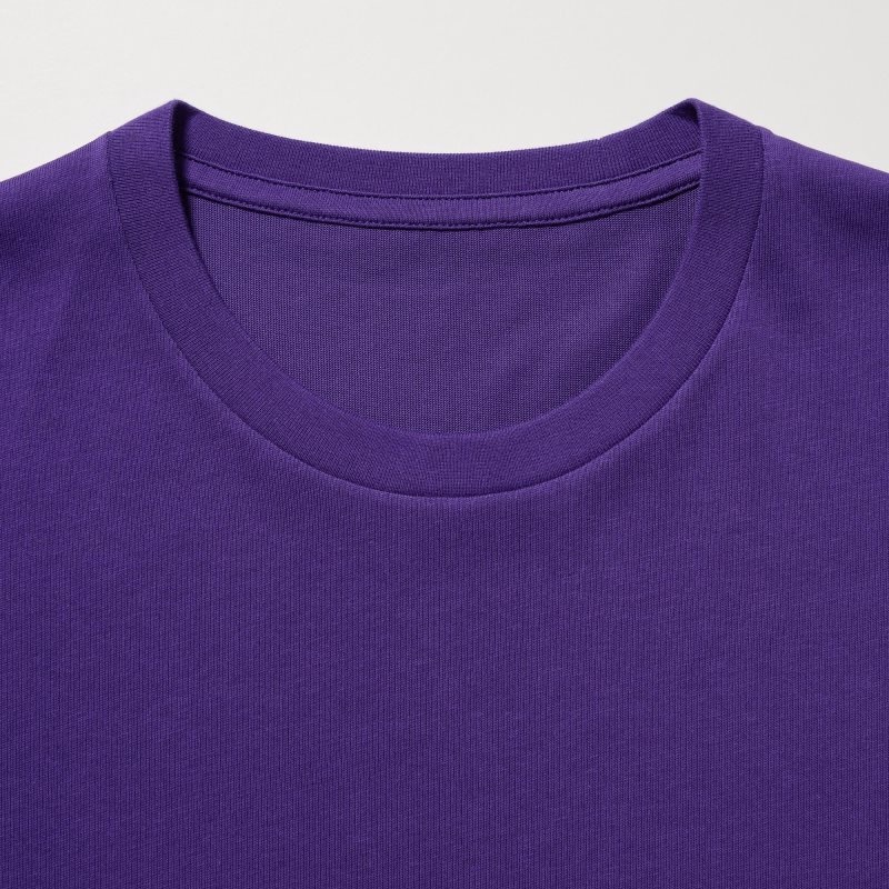 Purple Men Uniqlo Dry Crew Neck Short-sleeve Color T Shirts | USA LFUBW-1603