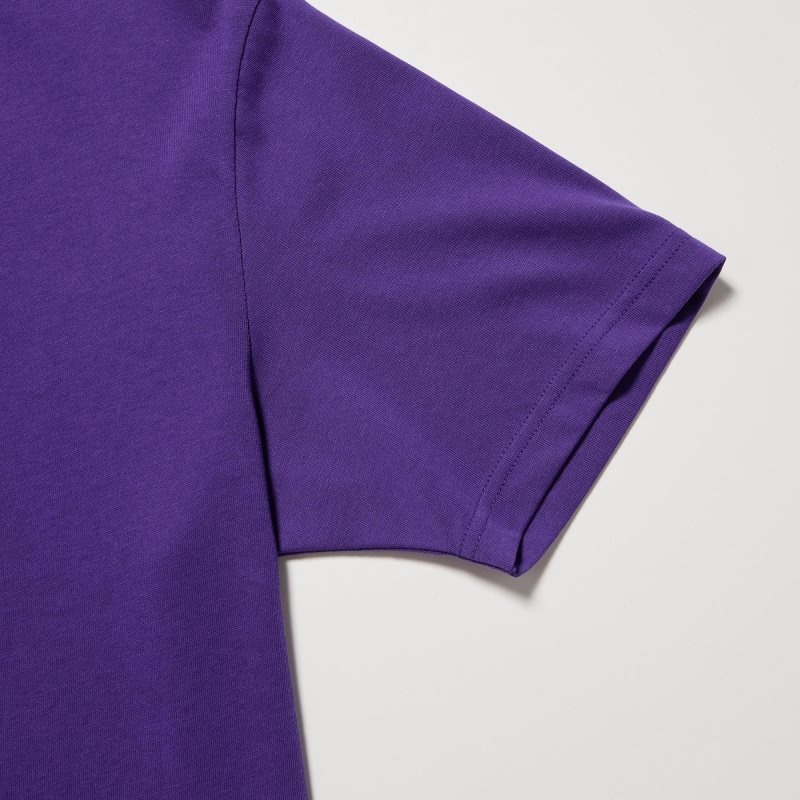 Purple Men Uniqlo Dry Crew Neck Short-sleeve Color T Shirts | USA LFUBW-1603