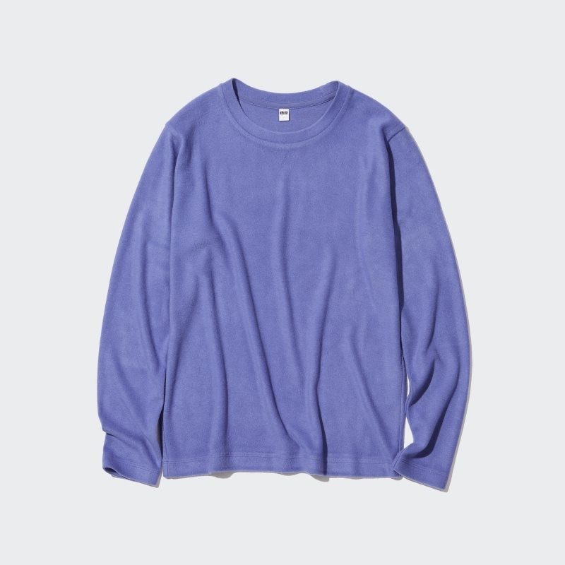 Purple Women Uniqlo Heattech Fleece Crew Neck Long Sleeve T Shirts | USA VCQYH-2307