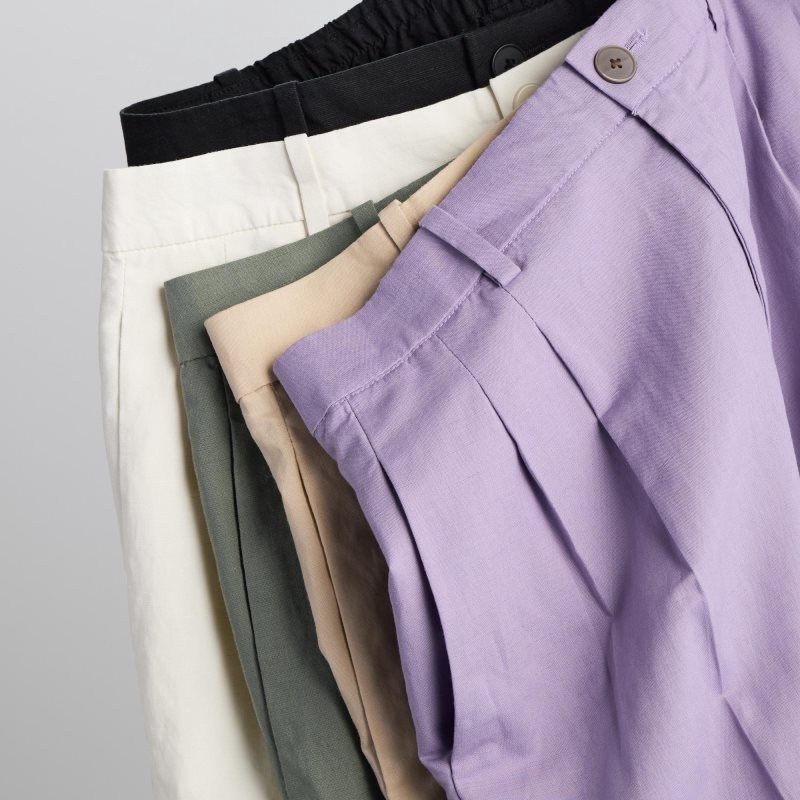 Purple Women Uniqlo Linen Blend Tucked Wide Pants | USA XLDJP-9461