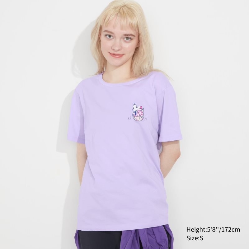 Purple Women Uniqlo Peanuts Hawaii Ut (Short-sleeve Graphic) T Shirts | USA PVOWT-2681