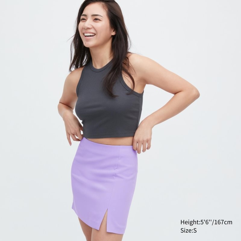 Purple Women Uniqlo Slit Mini Skirts | USA ONTLF-0759