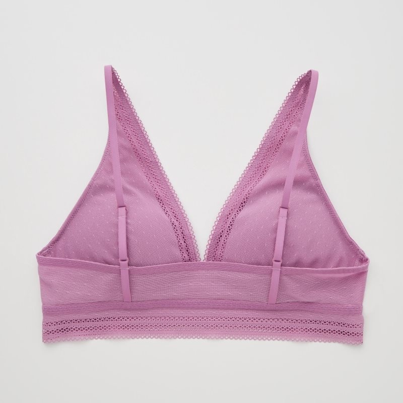 Purple Women Uniqlo Wireless (Plunging Relax, Lace) Bras | USA TMSQH-4287