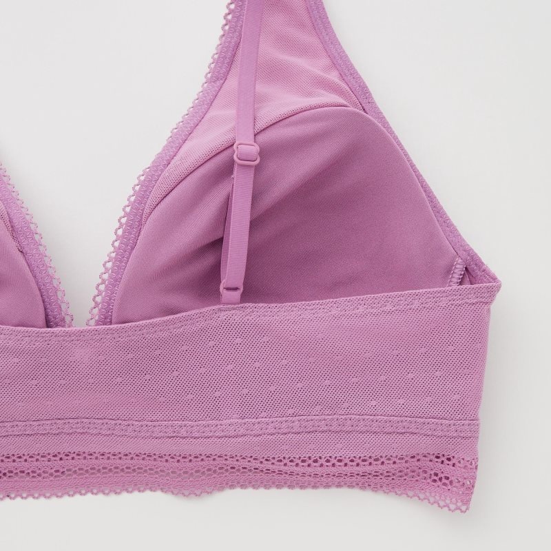 Purple Women Uniqlo Wireless (Plunging Relax, Lace) Bras | USA TMSQH-4287