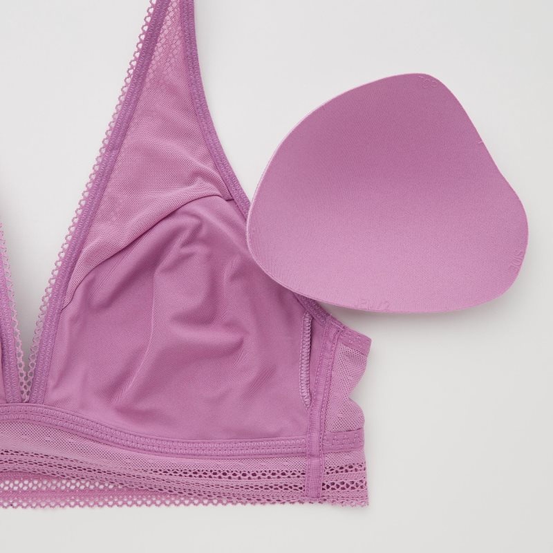 Purple Women Uniqlo Wireless (Plunging Relax, Lace) Bras | USA TMSQH-4287