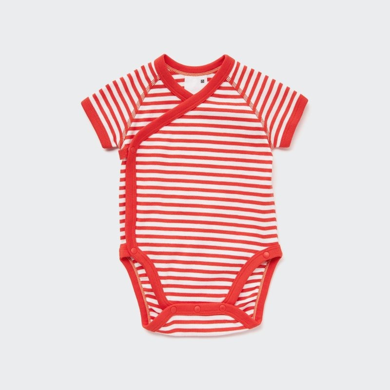 Red Baby Uniqlo Short-sleeve (Open Front) Bodysuit | USA ZGFQI-6849