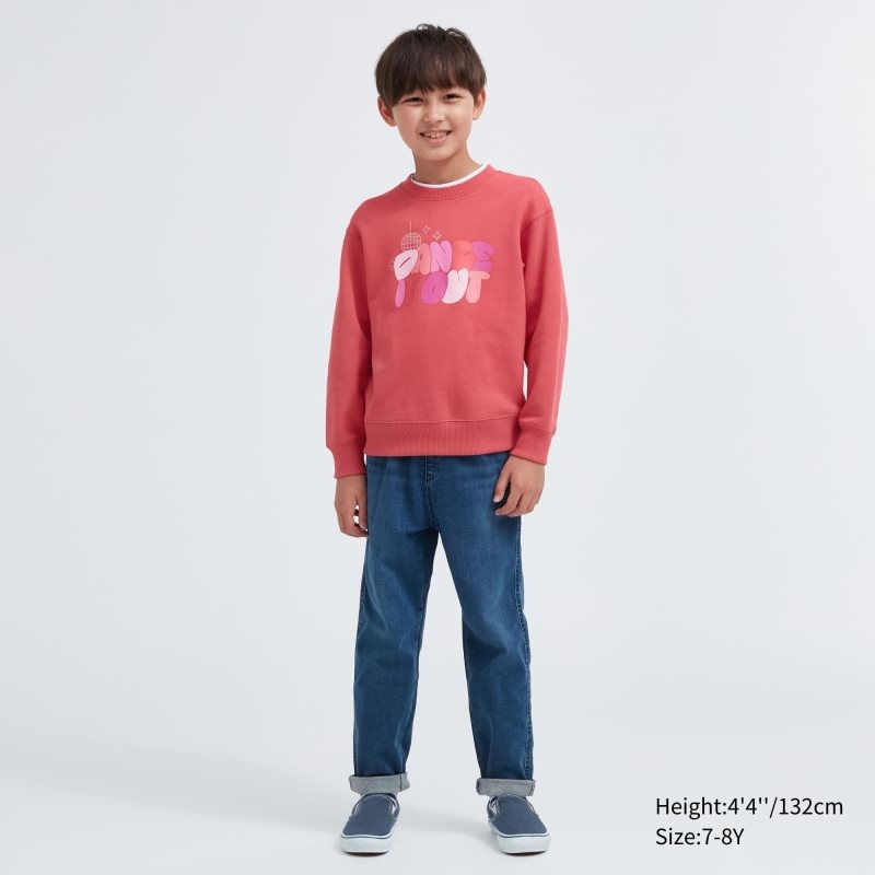 Red Kids Uniqlo Ultra Stretch Graphic Long-sleeve Sweatshirt | USA GXCNP-6183