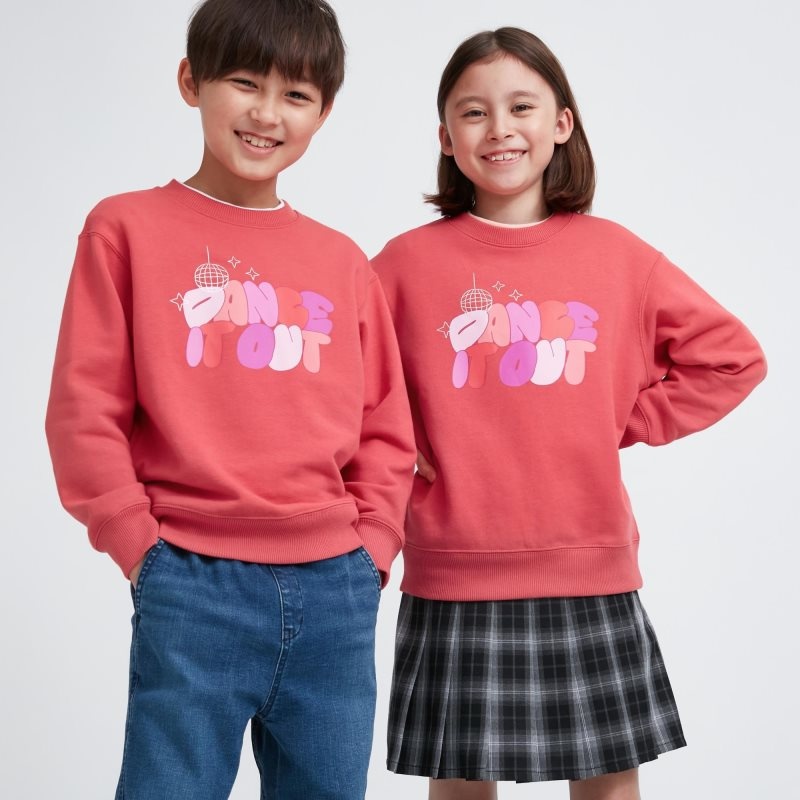 Red Kids Uniqlo Ultra Stretch Graphic Long-sleeve Sweatshirt | USA GXCNP-6183