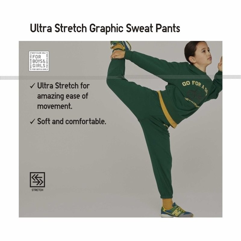 Red Kids Uniqlo Ultra Stretch Graphic Sweatpants | USA AFQCZ-8105