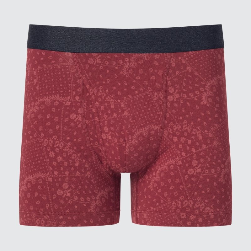 Red Men Uniqlo Cotton Printed Boxer Briefs | USA CSOJV-4735