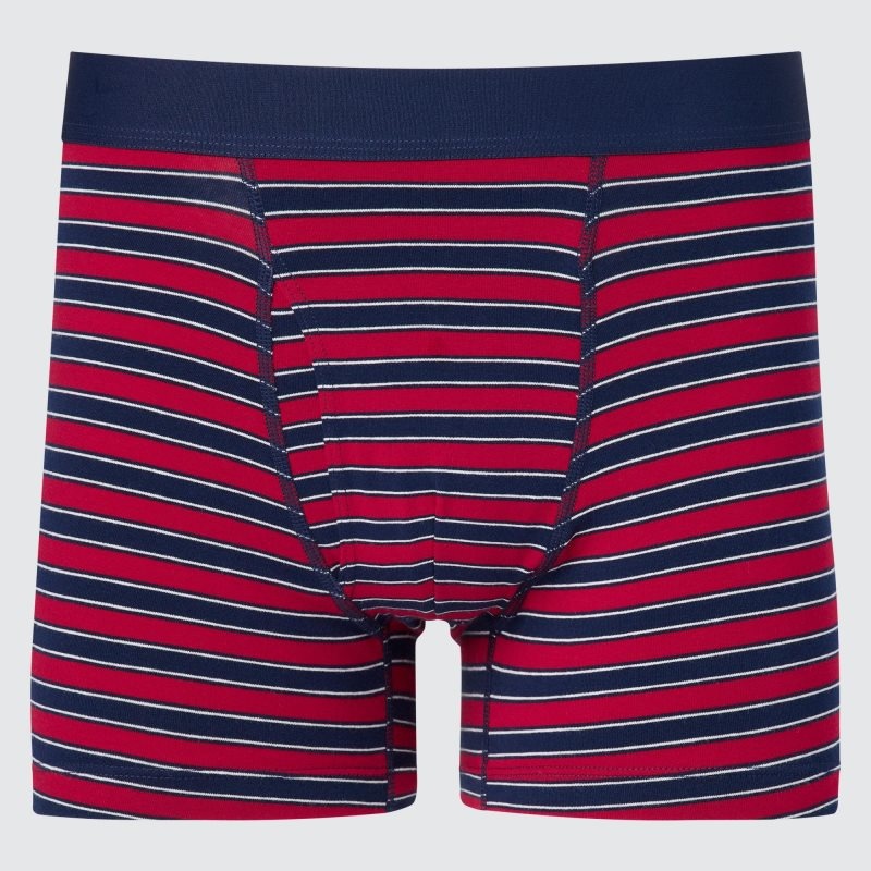 Red Men Uniqlo Cotton Striped Boxer Briefs | USA ADSXF-5403