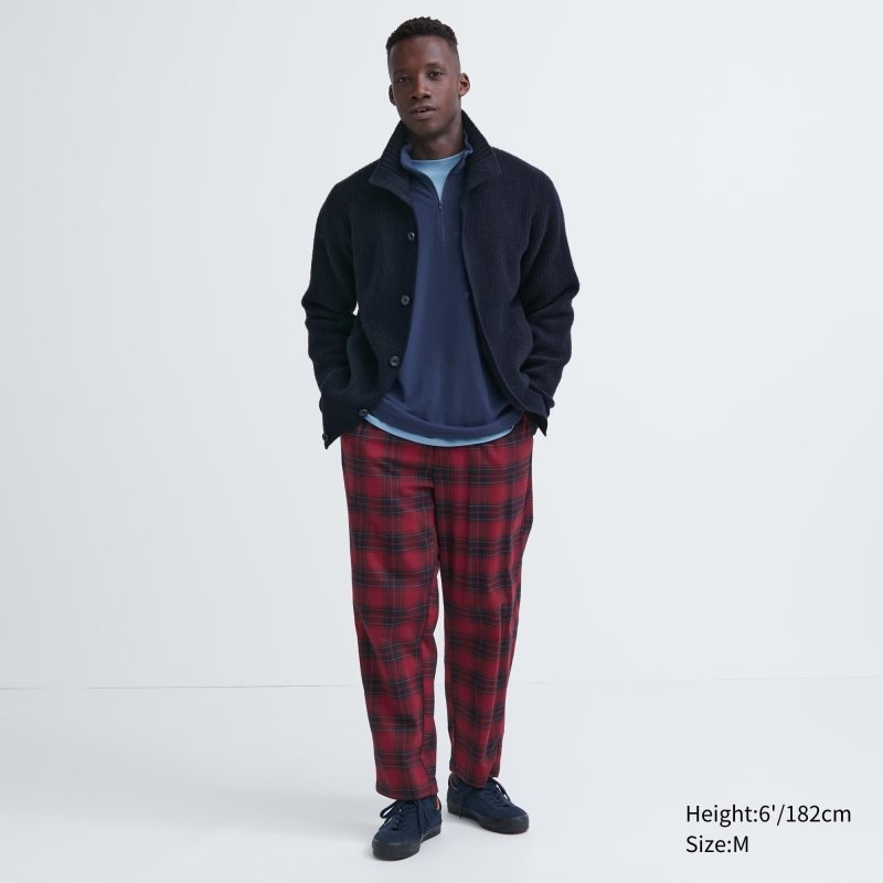 Red Men Uniqlo Flannel Easy Ankle Pants | USA MXKRY-2718