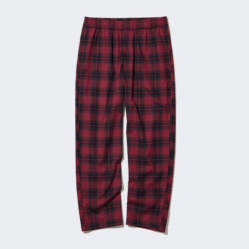 Red Men Uniqlo Flannel Easy Ankle Pants | USA MXKRY-2718