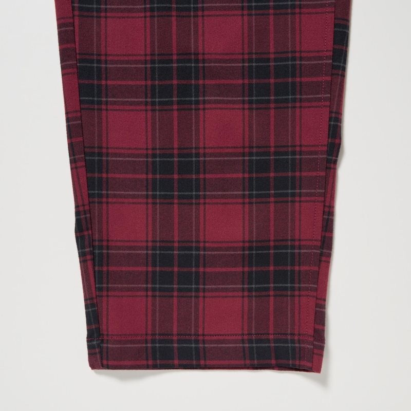 Red Men Uniqlo Flannel Easy Ankle Pants | USA MXKRY-2718