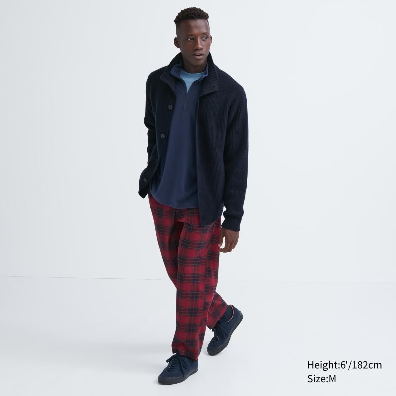 Red Men Uniqlo Flannel Easy Ankle Pants | USA MXKRY-2718