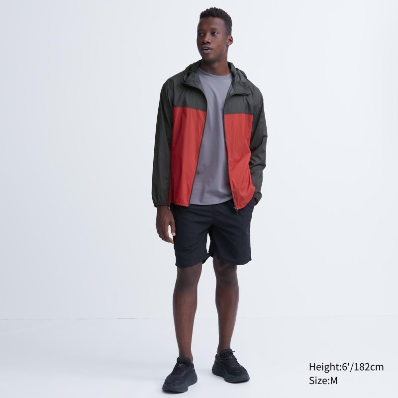 Red Men Uniqlo Pocketable Uv Protection 3d Cut (Color Block) Parka | USA OKDIZ-9437