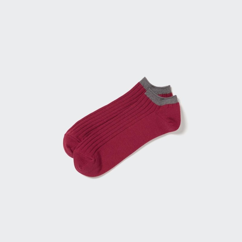 Red Men Uniqlo Ribbed Short Socks | USA TOKHP-6531