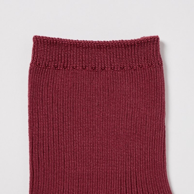 Red Women Uniqlo Crew Ribbed (3 Pairs) Socks | USA DELCZ-5234