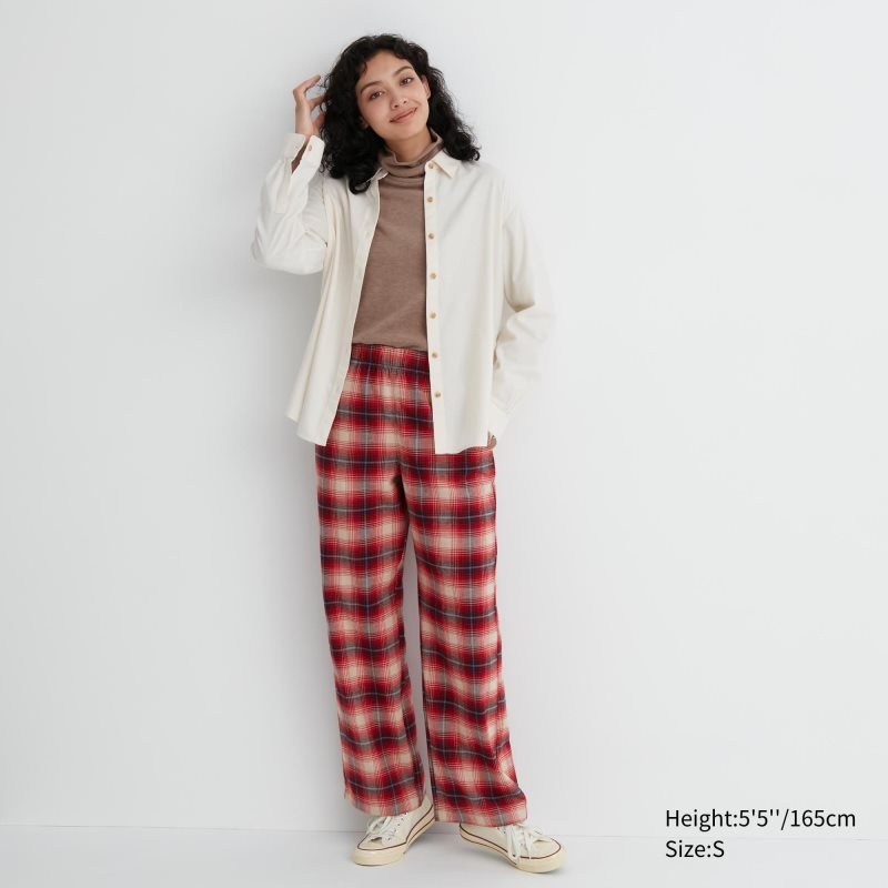 Red Women Uniqlo Flannel Checked Pants | USA YFNIX-3857