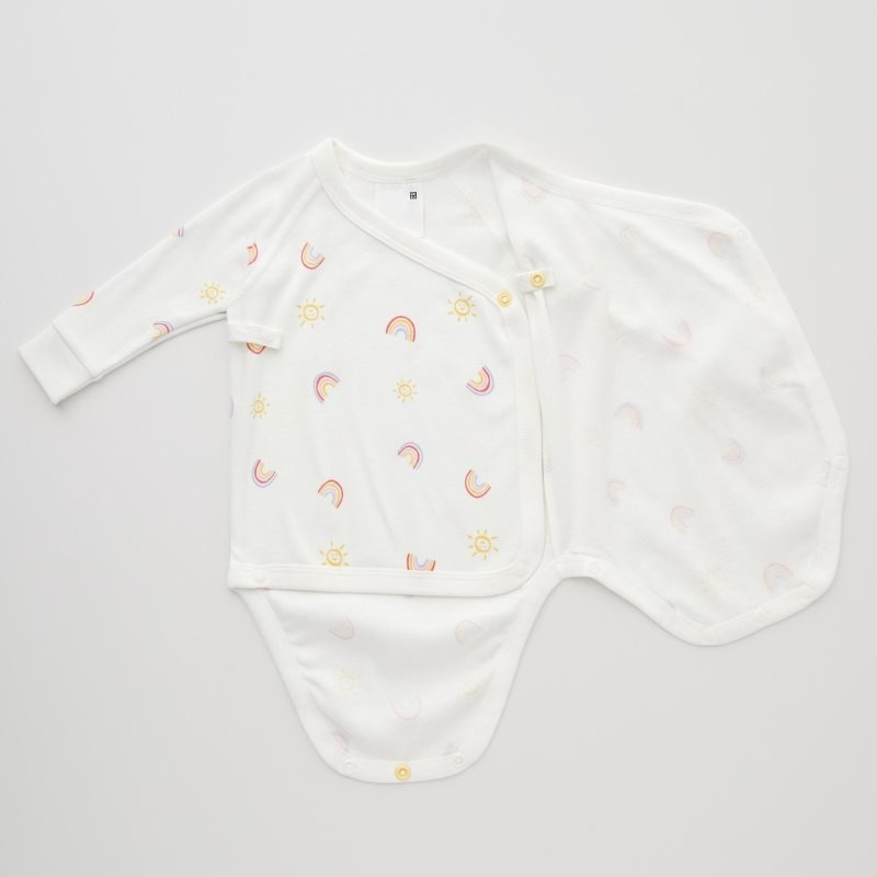 White Baby Uniqlo Joy Of Print Long-sleeve (Rainbow) (Open Front) Bodysuit | USA SAZML-1297