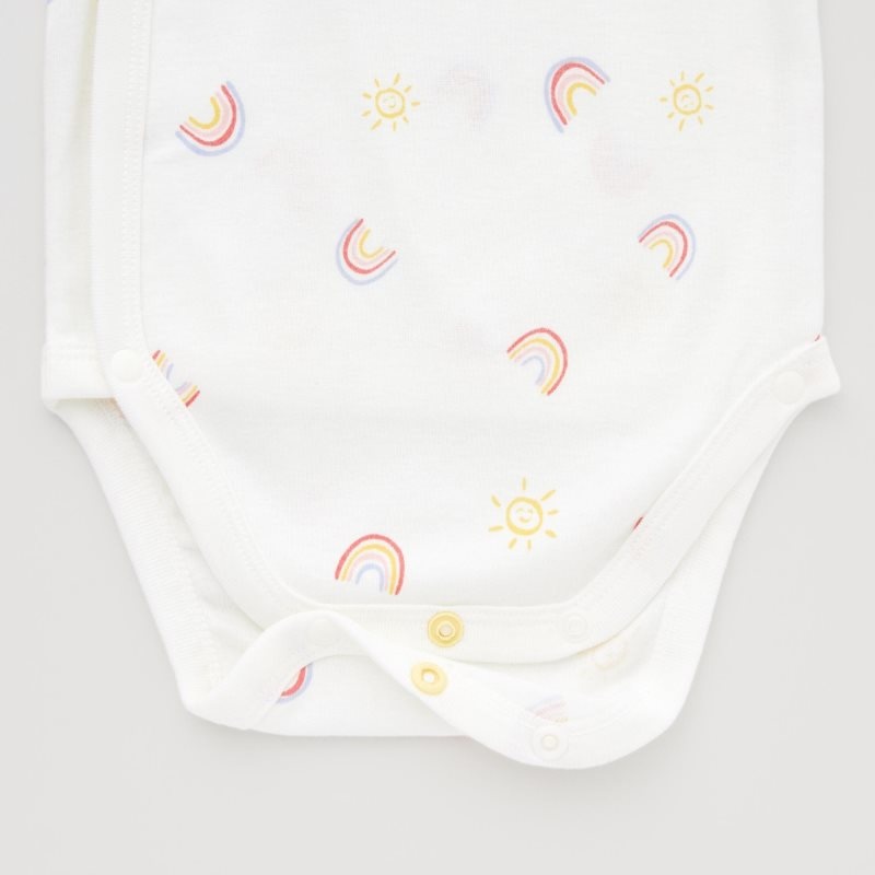 White Baby Uniqlo Joy Of Print Long-sleeve (Rainbow) (Open Front) Bodysuit | USA SAZML-1297