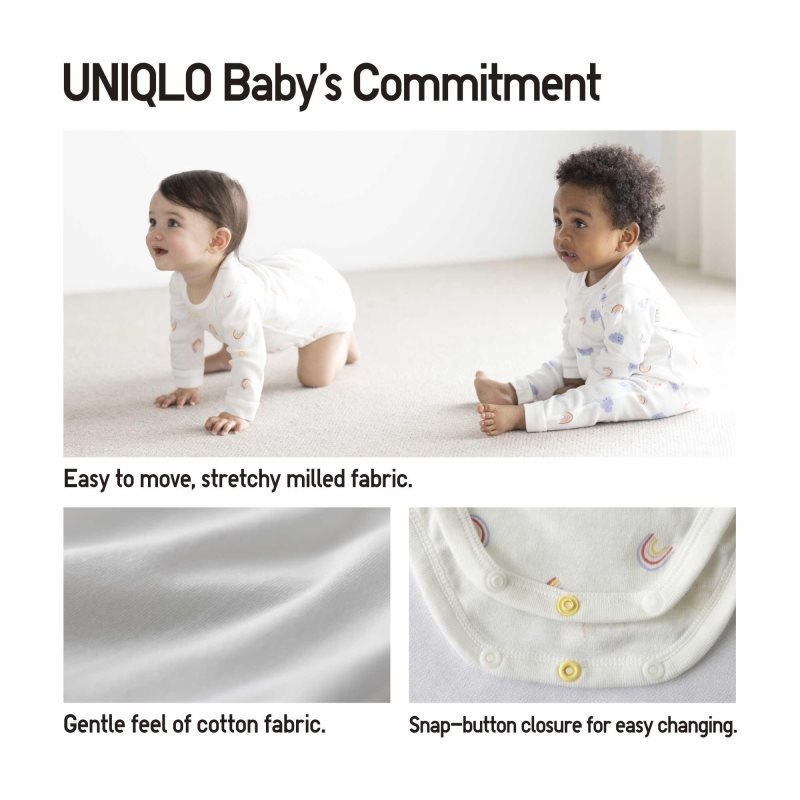 White Baby Uniqlo Joy Of Print Long-sleeve (Rainbow) (Open Front) Bodysuit | USA SAZML-1297