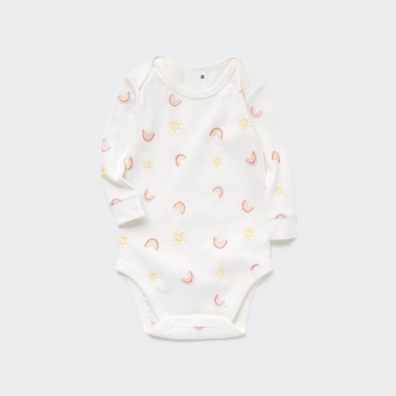 White Baby Uniqlo Joy Of Print Long-sleeve (Rainbow) Bodysuit | USA QTIUP-7584