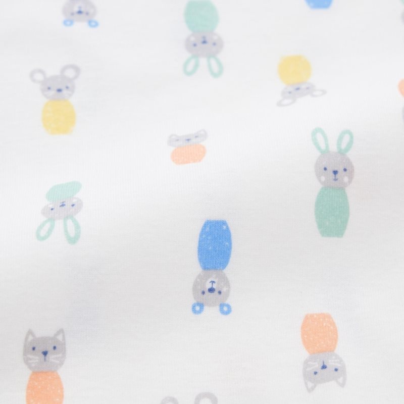 White Baby Uniqlo Joy Of Print Short-sleeve (Animals) (Open Front) Bodysuit | USA VDSTM-8314