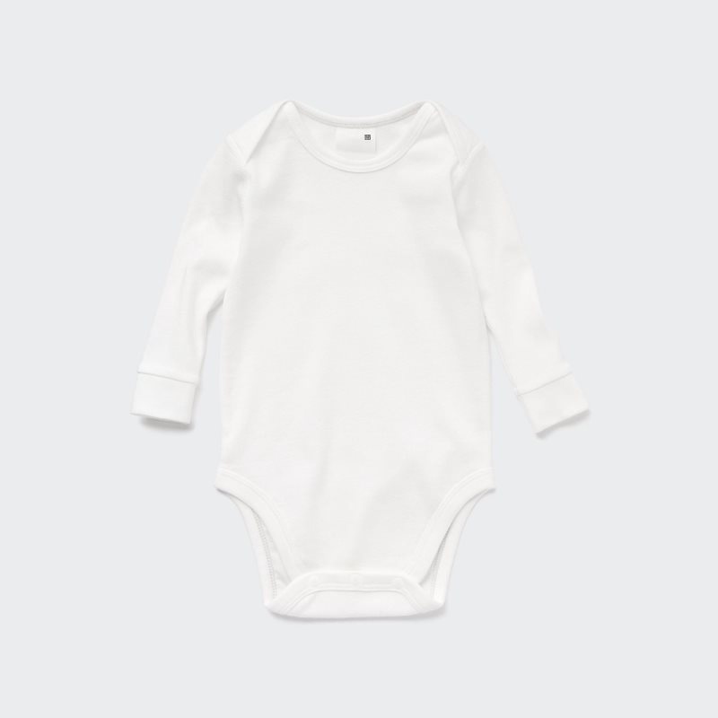 White Baby Uniqlo Long-sleeve Bodysuit | USA SNMQD-3428