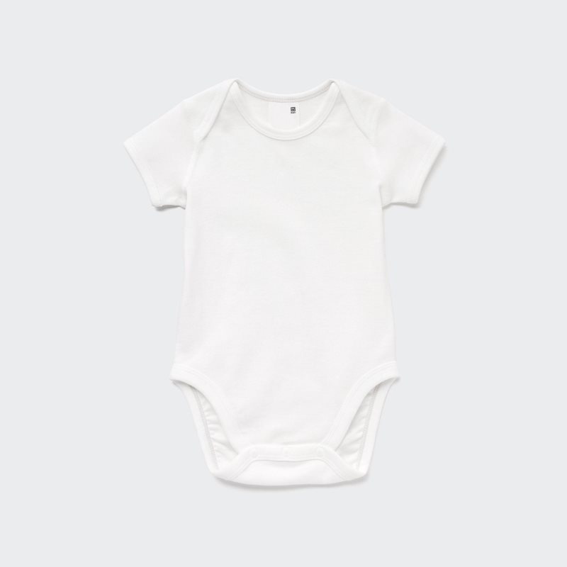 White Baby Uniqlo Short-sleeve Bodysuit | USA DMQBL-4752