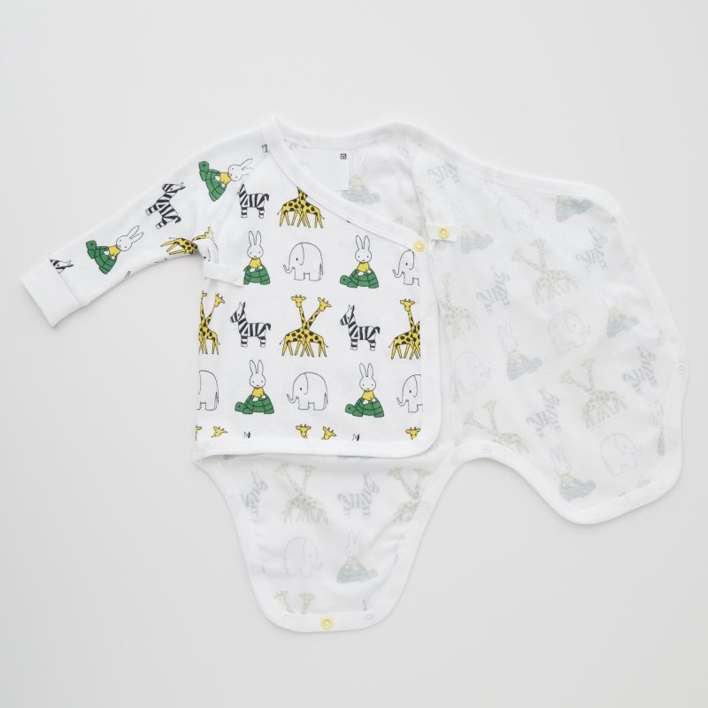 White Baby Uniqlo The Picture Book Long-sleeve (Open Front) (Miffy At The Zoo) Bodysuit | USA FNTHU-6307