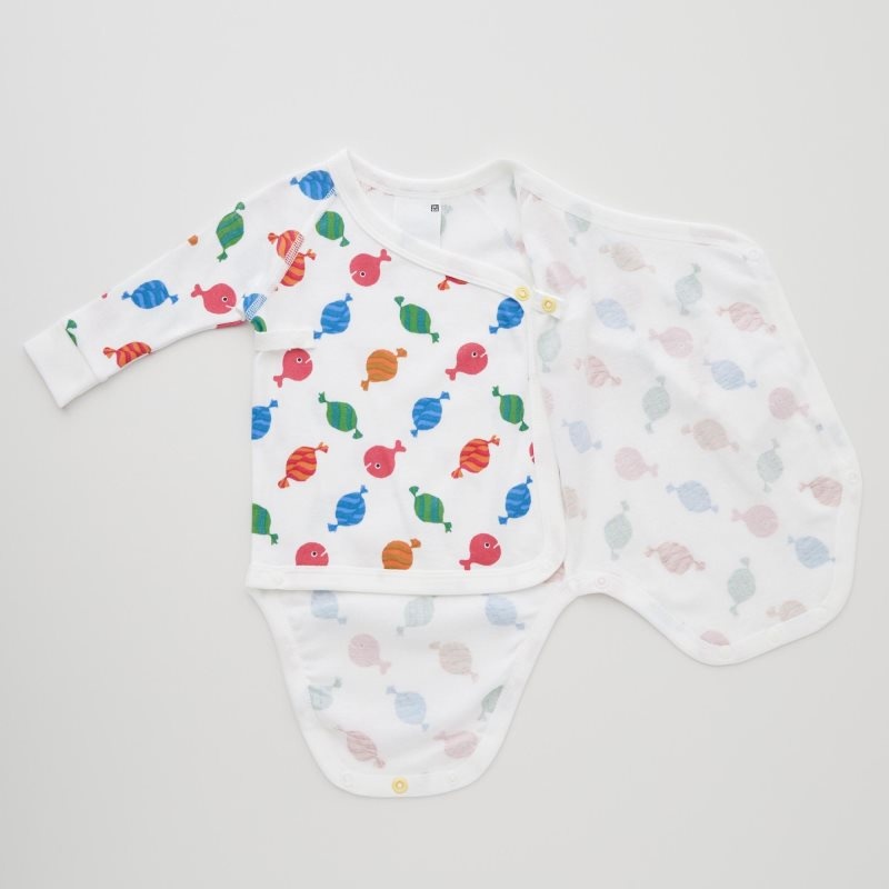 White Baby Uniqlo The Picture Book Long-sleeve (Open Front) (Where's The Fish?) Bodysuit | USA HATJS-6439