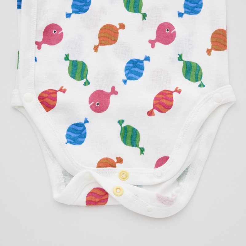 White Baby Uniqlo The Picture Book Long-sleeve (Open Front) (Where's The Fish?) Bodysuit | USA HATJS-6439