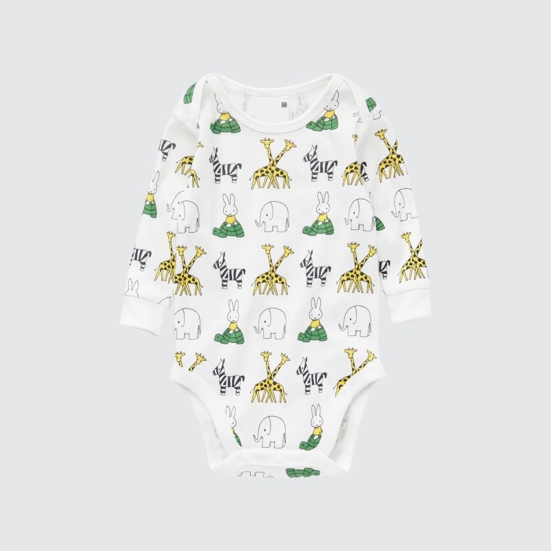 White Baby Uniqlo The Picture Book Long-sleeve (Miffy At The Zoo) Bodysuit | USA KOGVI-6423